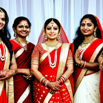 Traditional Indian Wedding Attire**

A Surinamese bride in a vibrant, fully clothed red and gold sari, detailed embroidery, perfect anatomy, well-formed hands, appropriate attire, modest jewelry, standing in a decorated mandap during a traditional Hindu wedding ceremony, family-friendly, safe for work, natural pose, professional lighting, high quality.

**