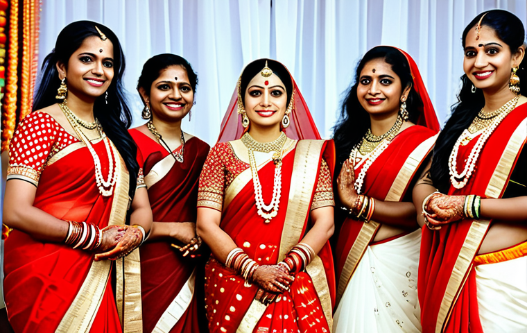 Traditional Indian Wedding Attire**

A Surinamese bride in a vibrant, fully clothed red and gold sari, detailed embroidery, perfect anatomy, well-formed hands, appropriate attire, modest jewelry, standing in a decorated mandap during a traditional Hindu wedding ceremony, family-friendly, safe for work, natural pose, professional lighting, high quality.

**